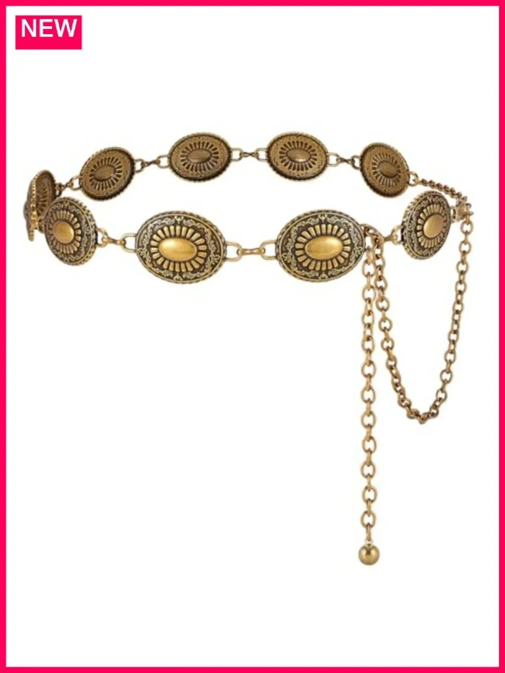 Western Concho Chain Belt – Boho Cowgirl D-ring Belt for Jeans & Dresses
